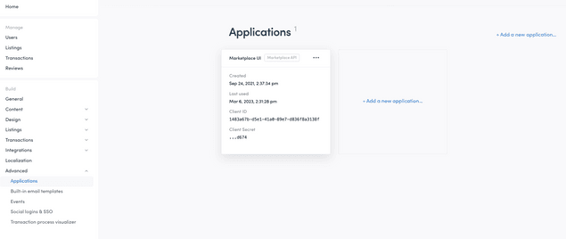 Applications in Sharetribe Console